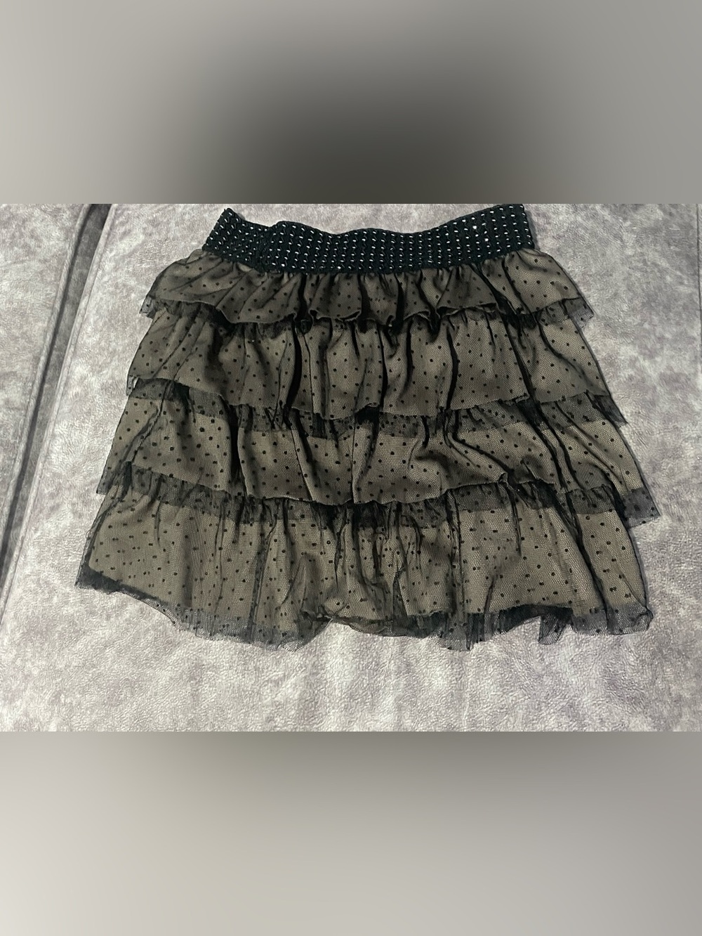 90s Y2K Black and Cream Mini Skirt